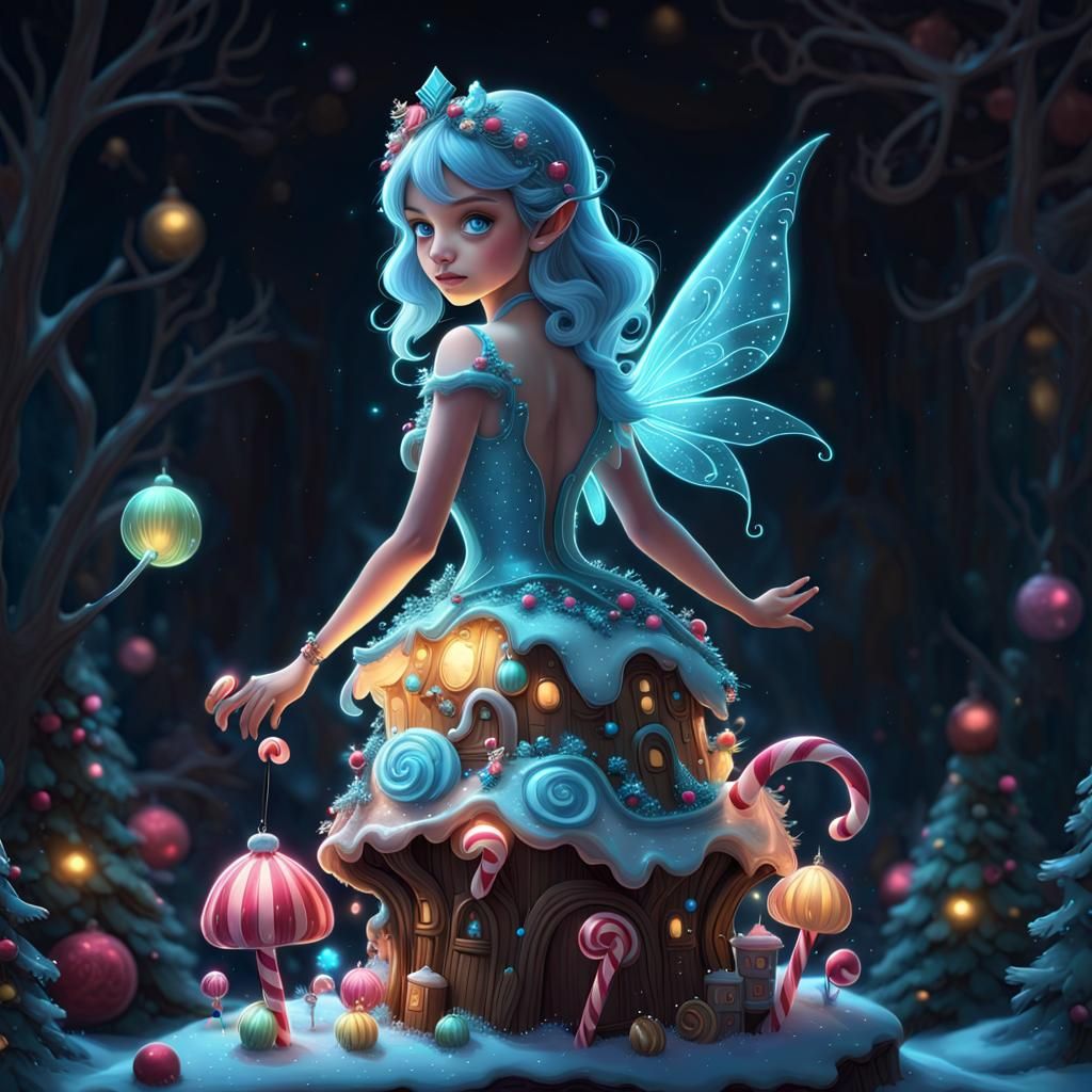 Bioluminescent Christmas Fairy-Tale in Candy Art Style