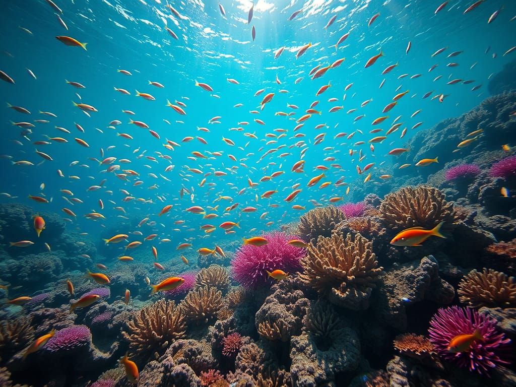 Surreal Oceanic Landscape in Vibrant Iridescent Colors