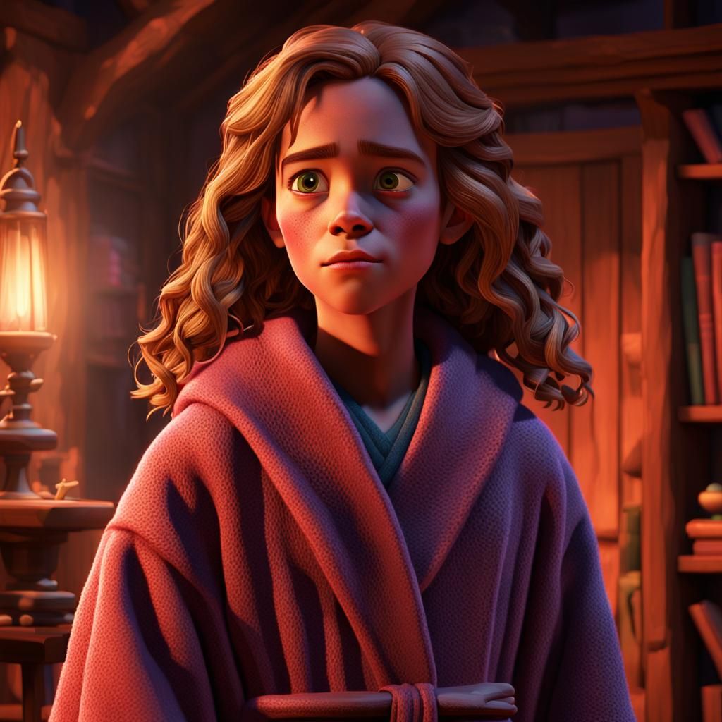 Hermione Granger in Magical Room, Pixar Style