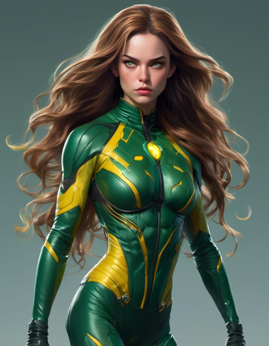 Young Rogue in Latex Bodysuit, Hyperrealistic Art