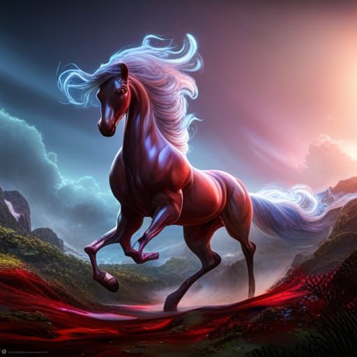 Detailed Blown Glass Horse Fantasy Concept Art