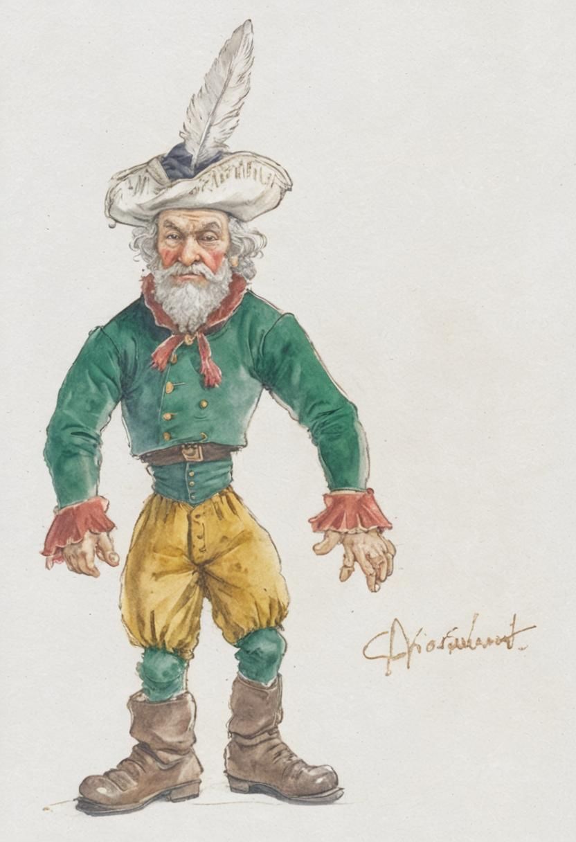 Baroque Portrait of Dwarf in Ornate Study