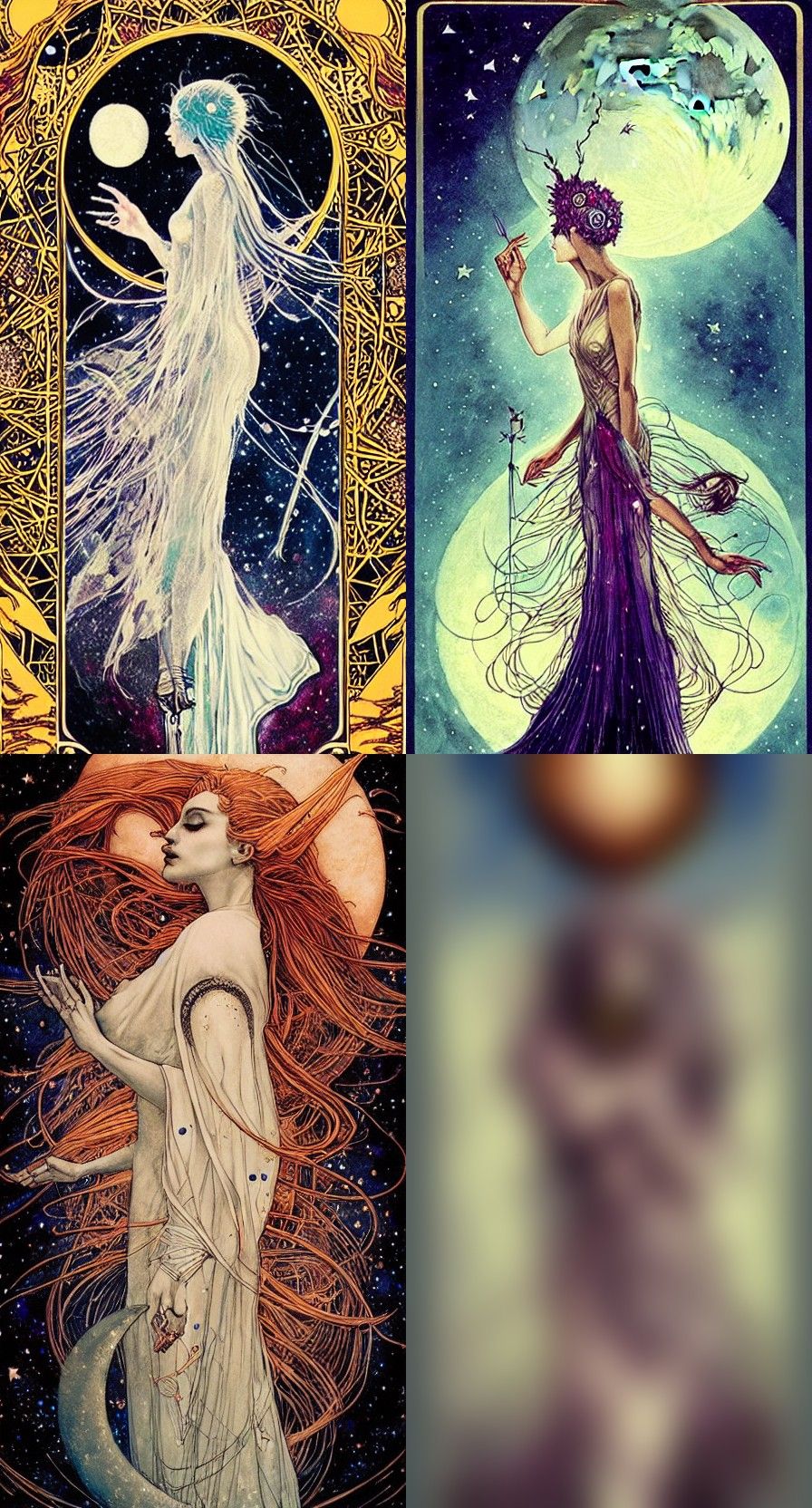 Lunar Goddess in Art Nouveau Style