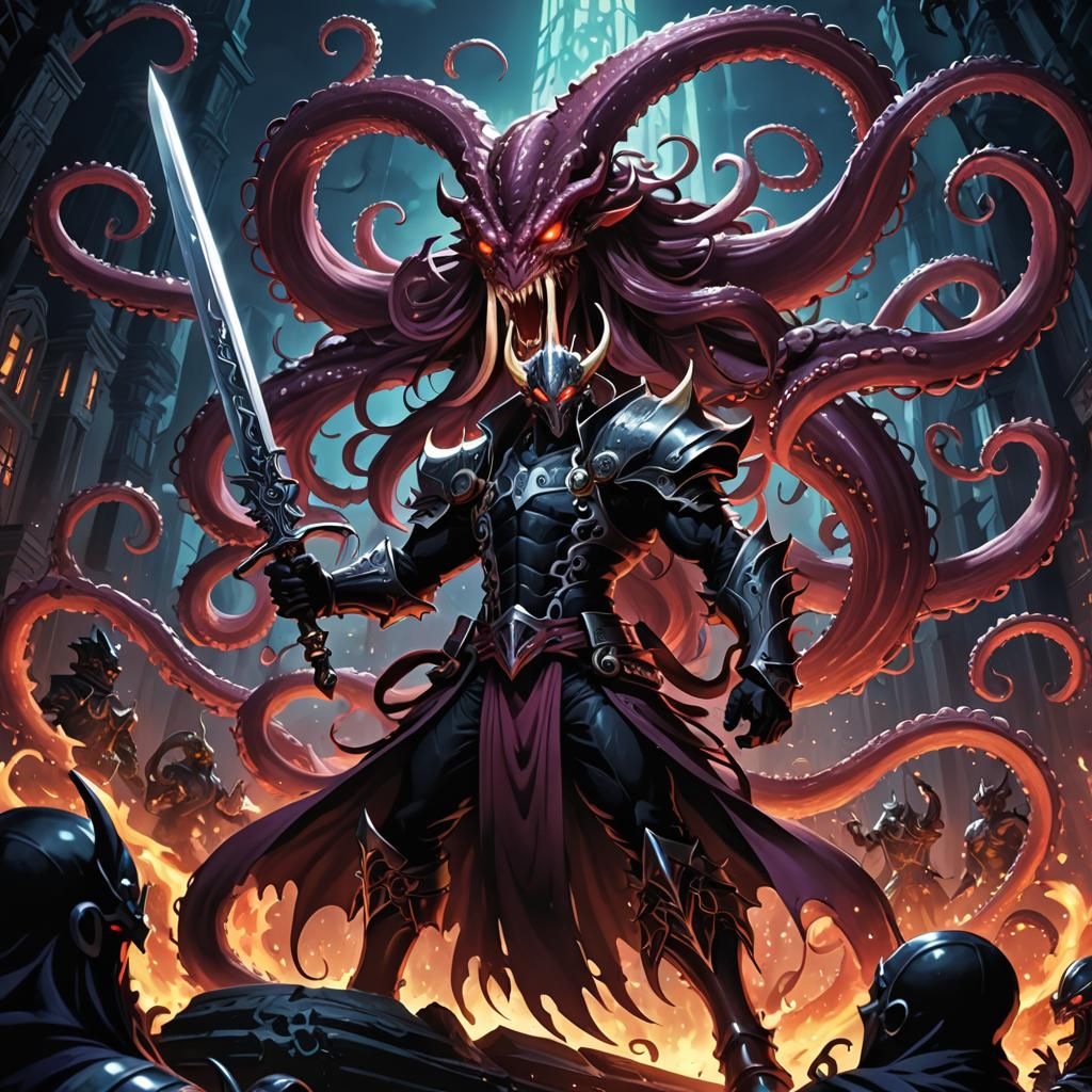 Tentacle Demon Sword in Anime Style