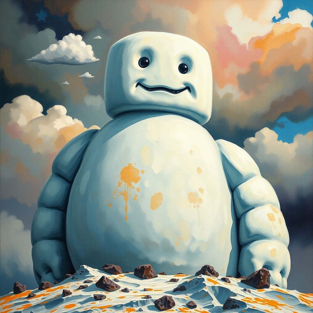 Cyberpunk Horror Masterpiece in Gouache Style with Thick Bru...