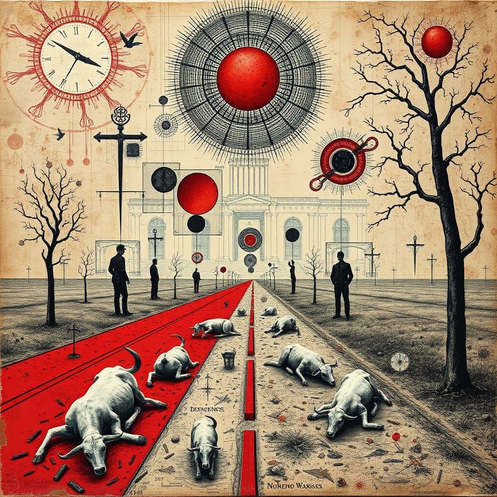 Surreal Symbolic Acrylic Painting of a Dream Highway