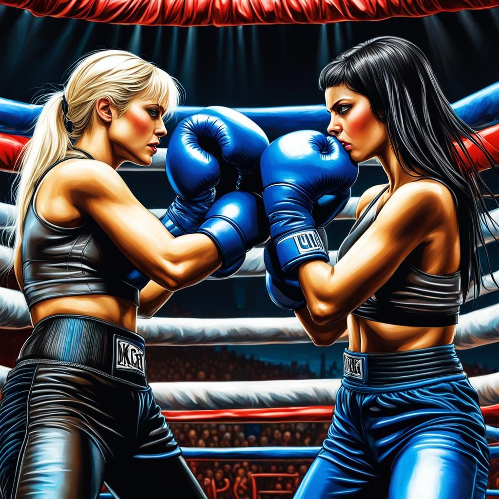 Detailed Boxing Match in Expressionist Style
