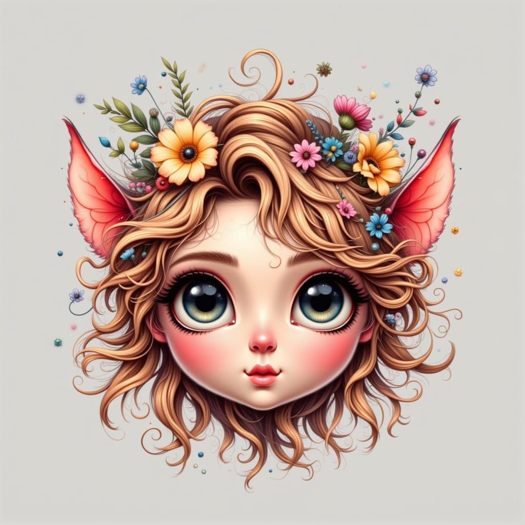 Super Cute Bohemian Caricature in Ultra Cute Style