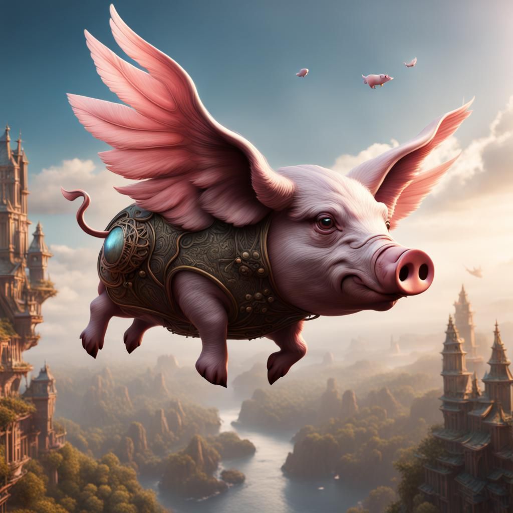 Fantastical Flying Pig Concept Art