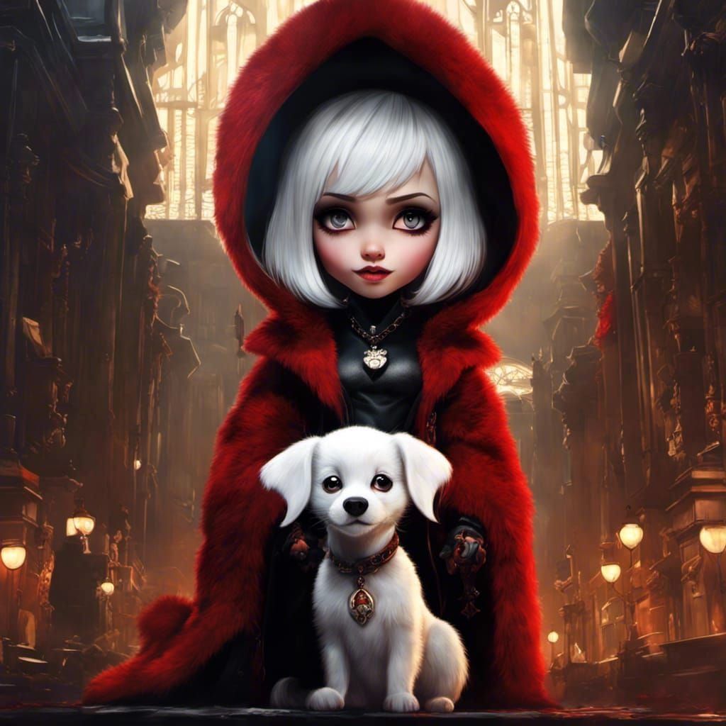 Adorable Chibi Cruella Deville in Disney Style