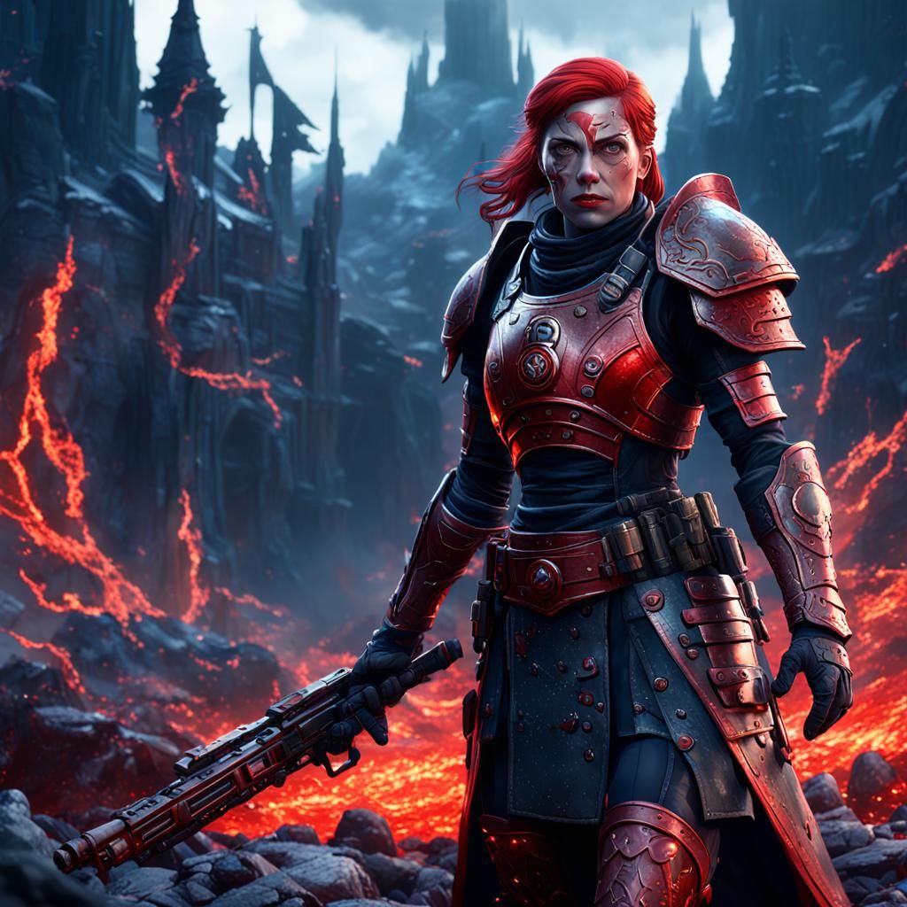 Red Sister of Battle: Detailed Matte Painting
