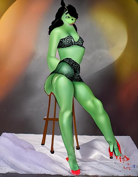 Shrek Pinup Model in 1940s Photoillustration Style