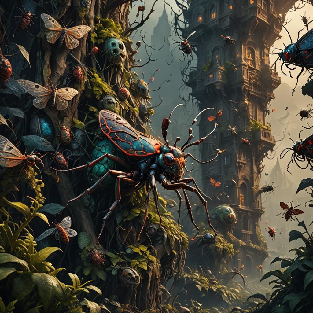 Terrifying Insect Invasion: Detailed Matte Painting
