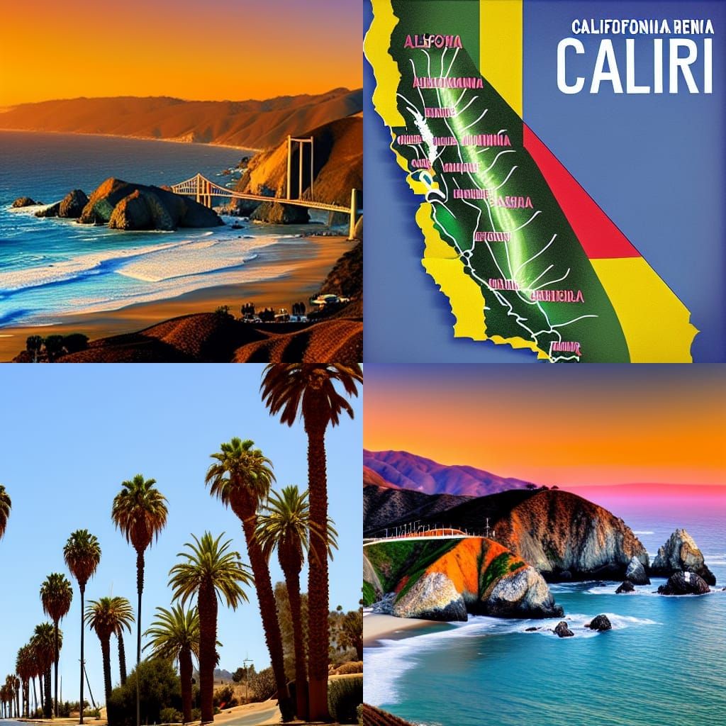 Colorful California Map Art