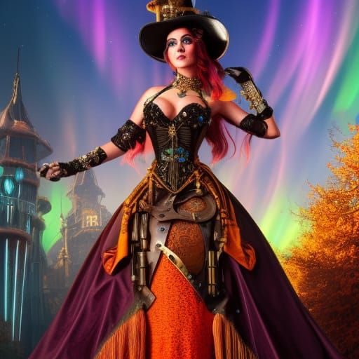 Steampunk Princess in Modern World: Photorealistic Art