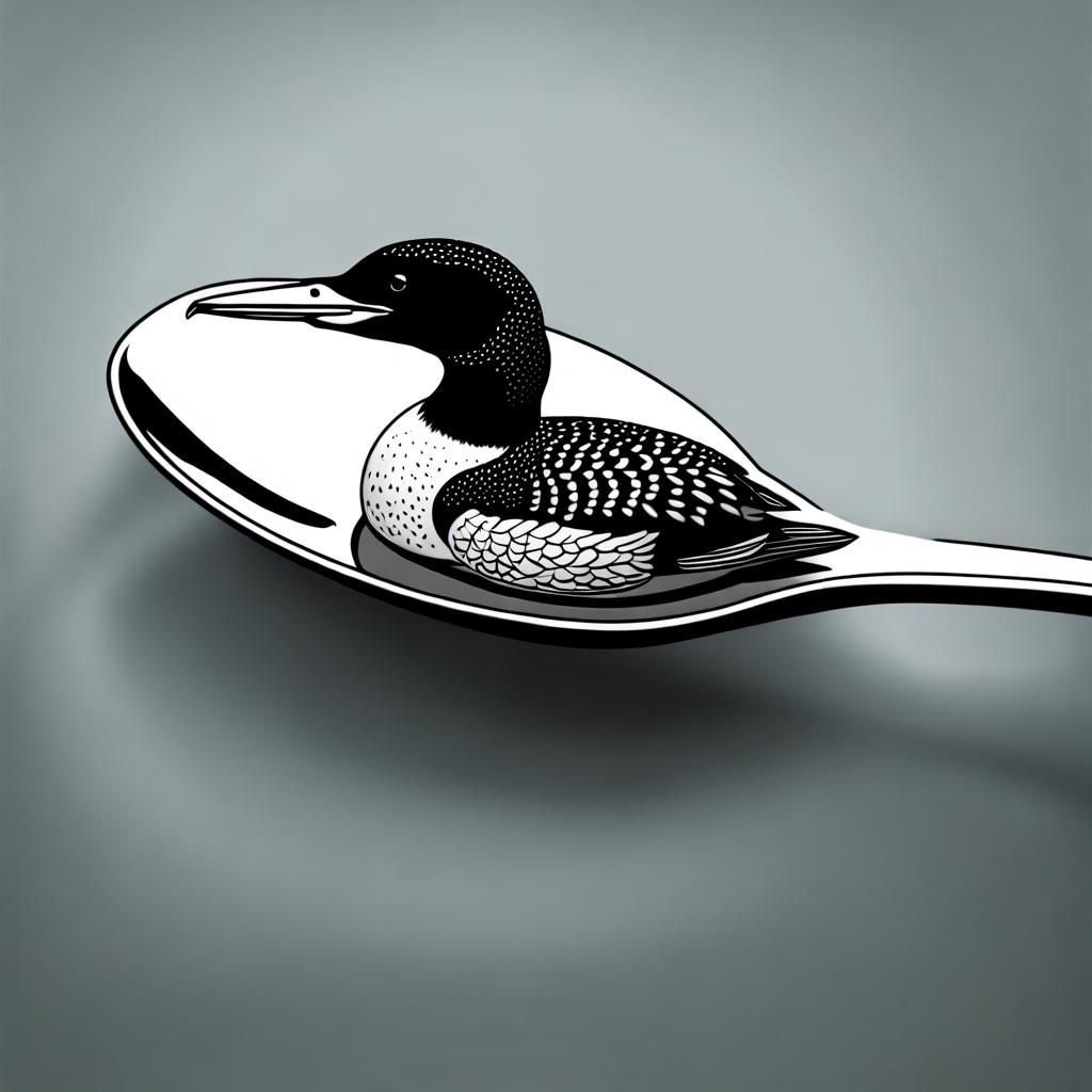 A Loon Bird on a Spoon