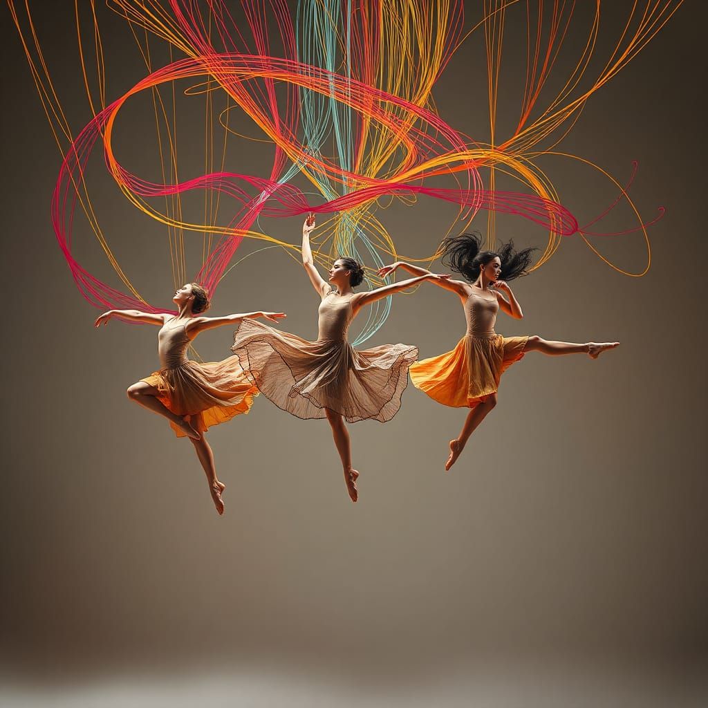 Dynamic String Art: Dancers in Motion