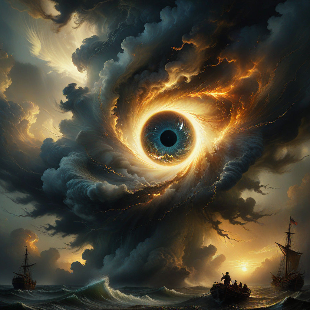 Calm Amidst Turbulent Skies in Chiaroscuro Masterpiece