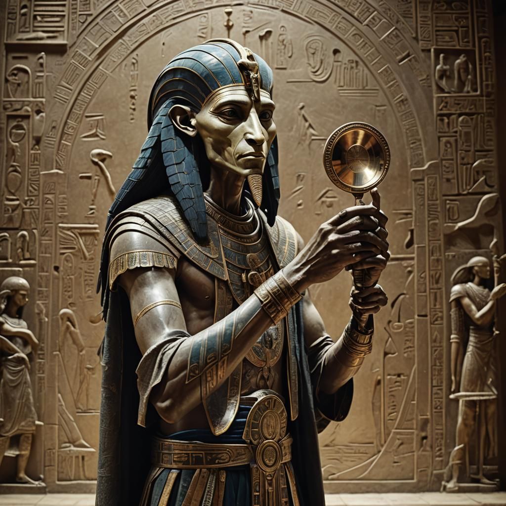 Thoth with Mirror: Hyperrealistic Cinematic Portrait