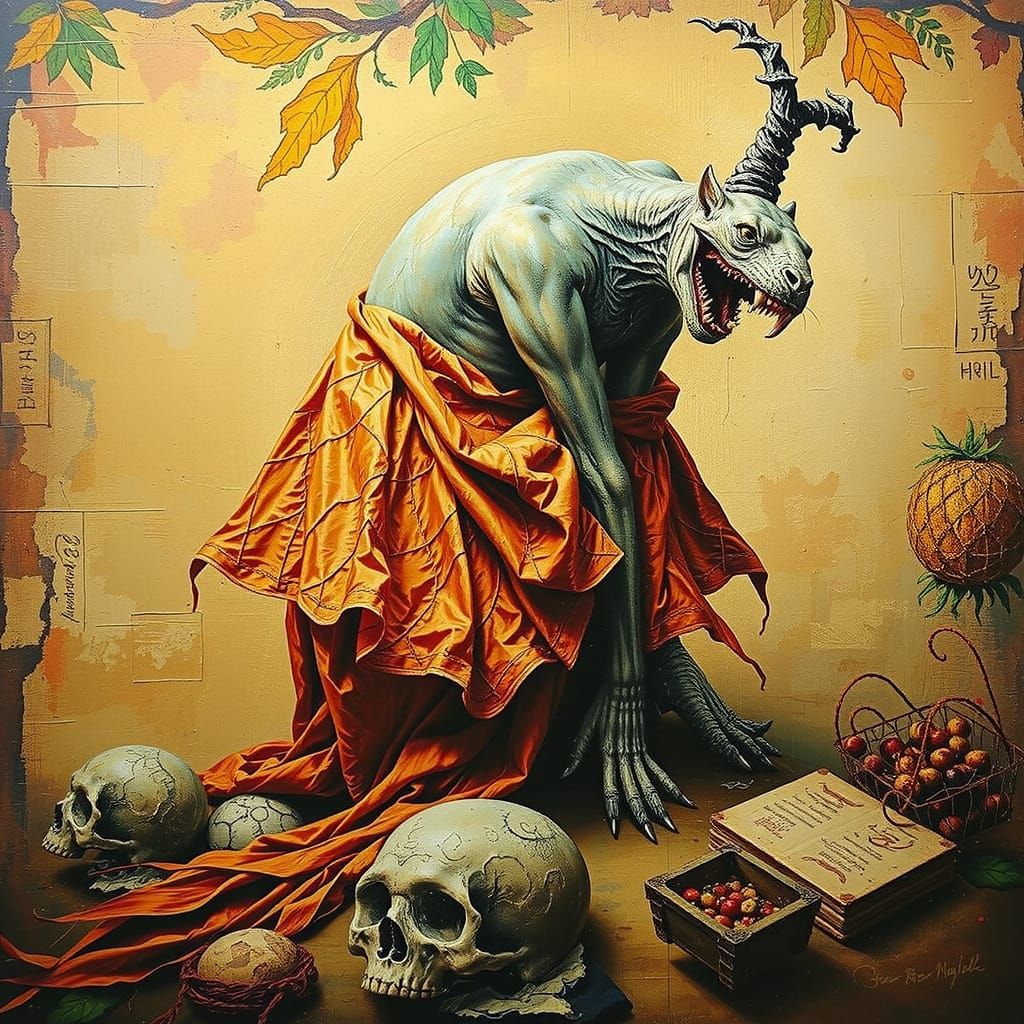 Realistic Organic Forms in Mysterious Hyperrealistic Scene