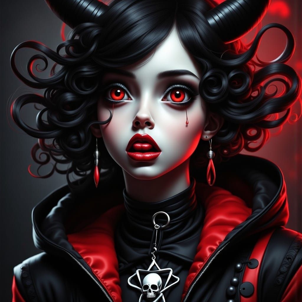 Ethereal Gothic Horror Woman in a Dark, Detailed Scene