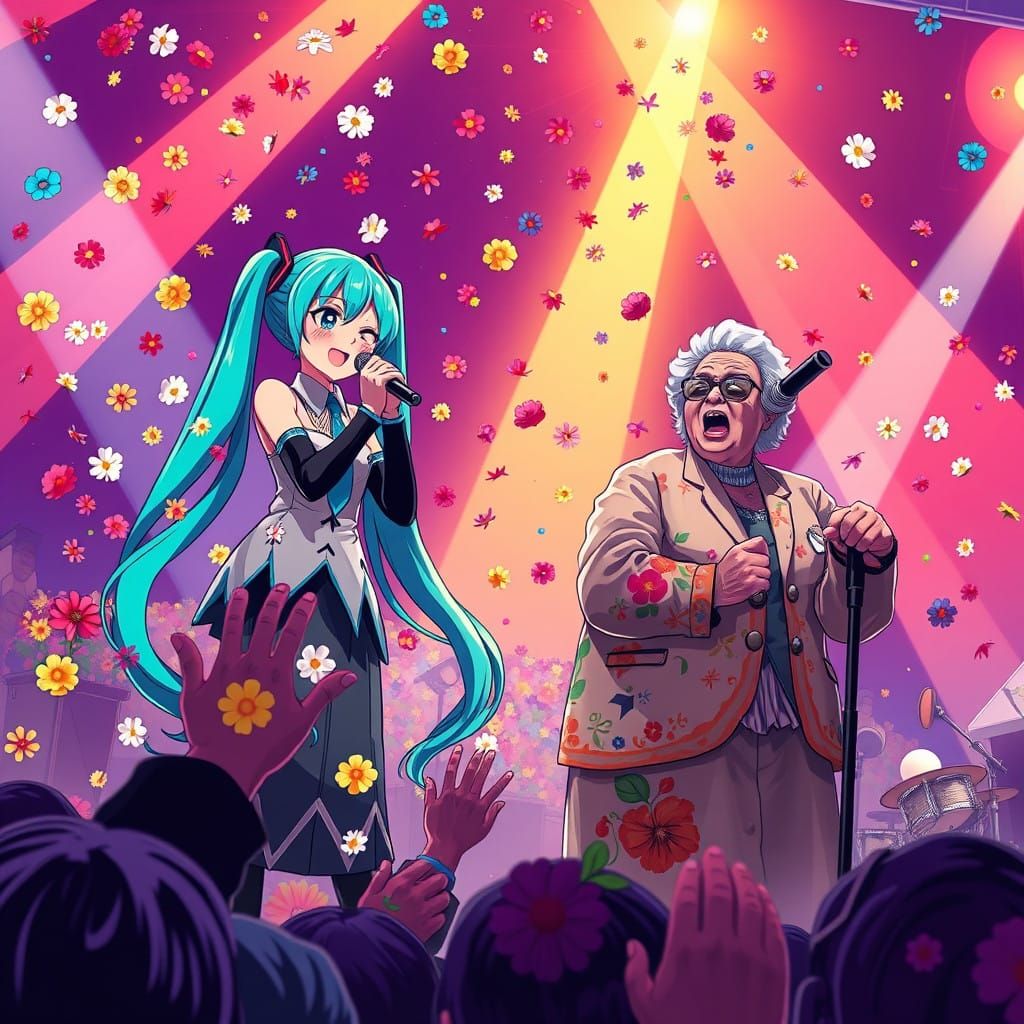 Electric Anime Performance with Hatsune Miku and Dynamic Rap...