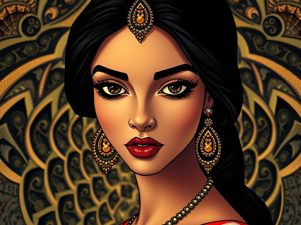 Majestic Princess Jasmine in Geometric Wonderland