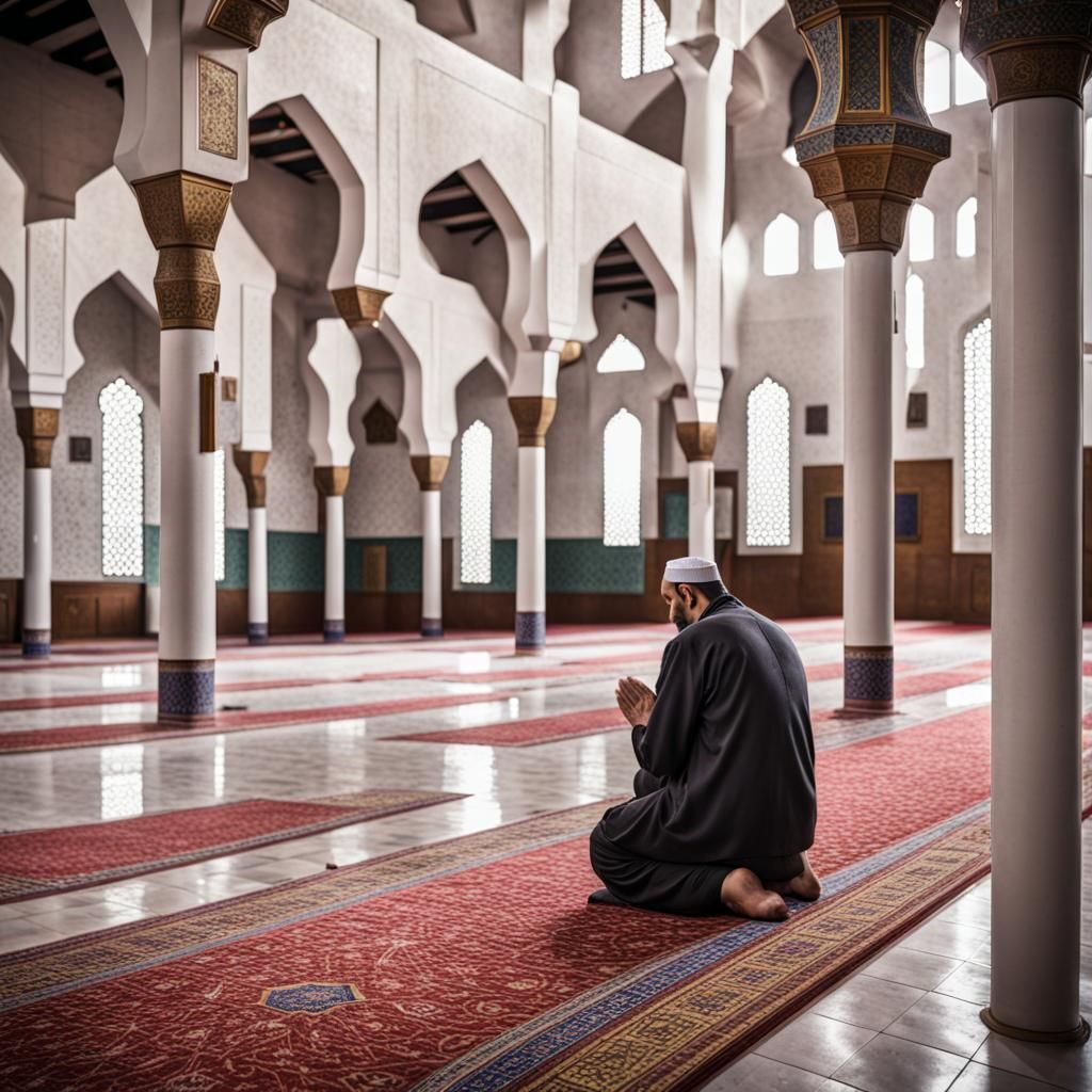 Man Praying in Mosque: A Moment of Faith