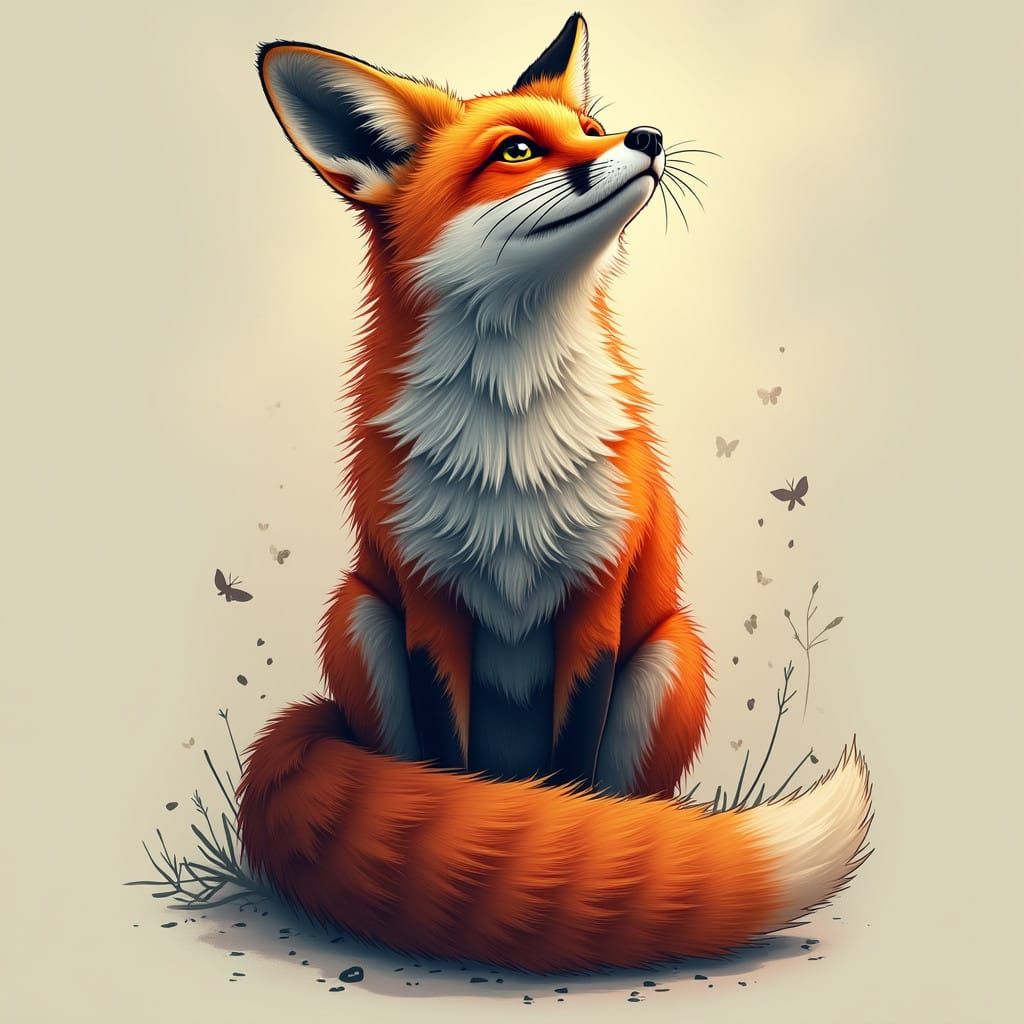 Regal Fox Tattoo Design in Vibrant, Hyper-Realistic Style