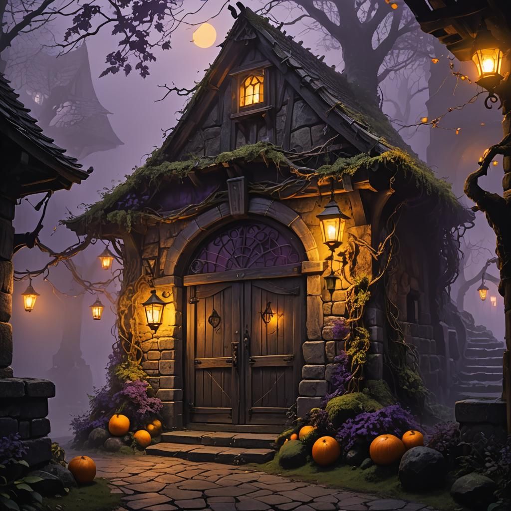 Mystical Tavern Entrance in Dark Fantasy Style