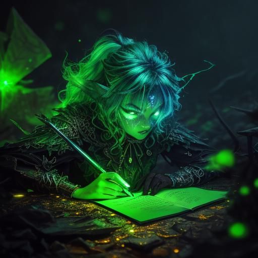 Wicked Witch: Dark Fantasy Gouache Splash Art