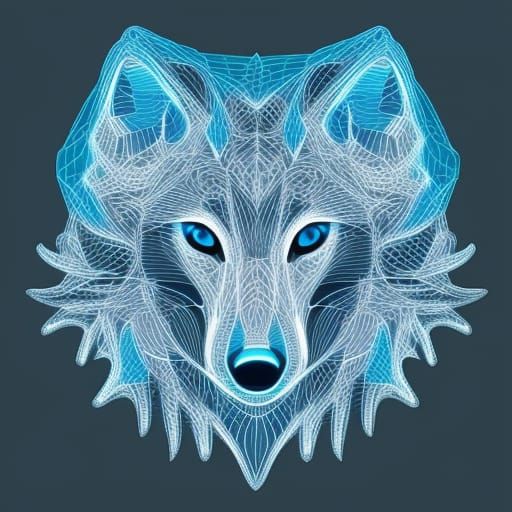 Black Wolf with Glowing Eyes in Forest