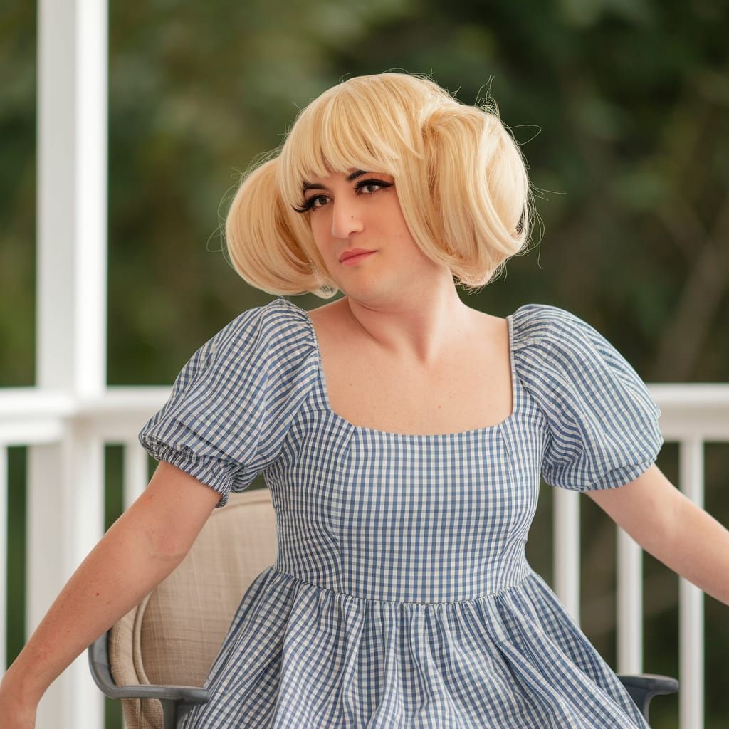 Man in Girly Babydoll Dress Posing for Photo