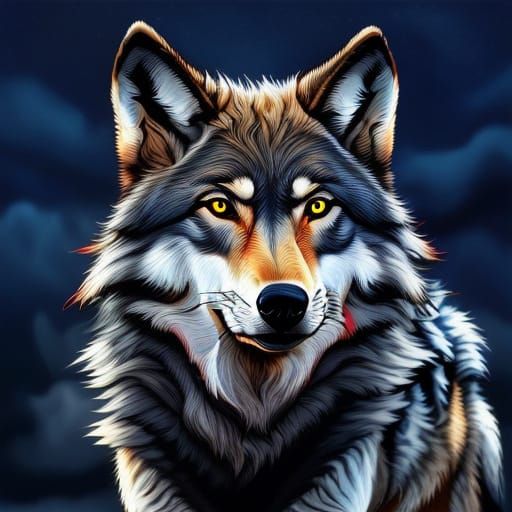 Fantasy Wolf in Misty Forest: Vibrant Digital Art