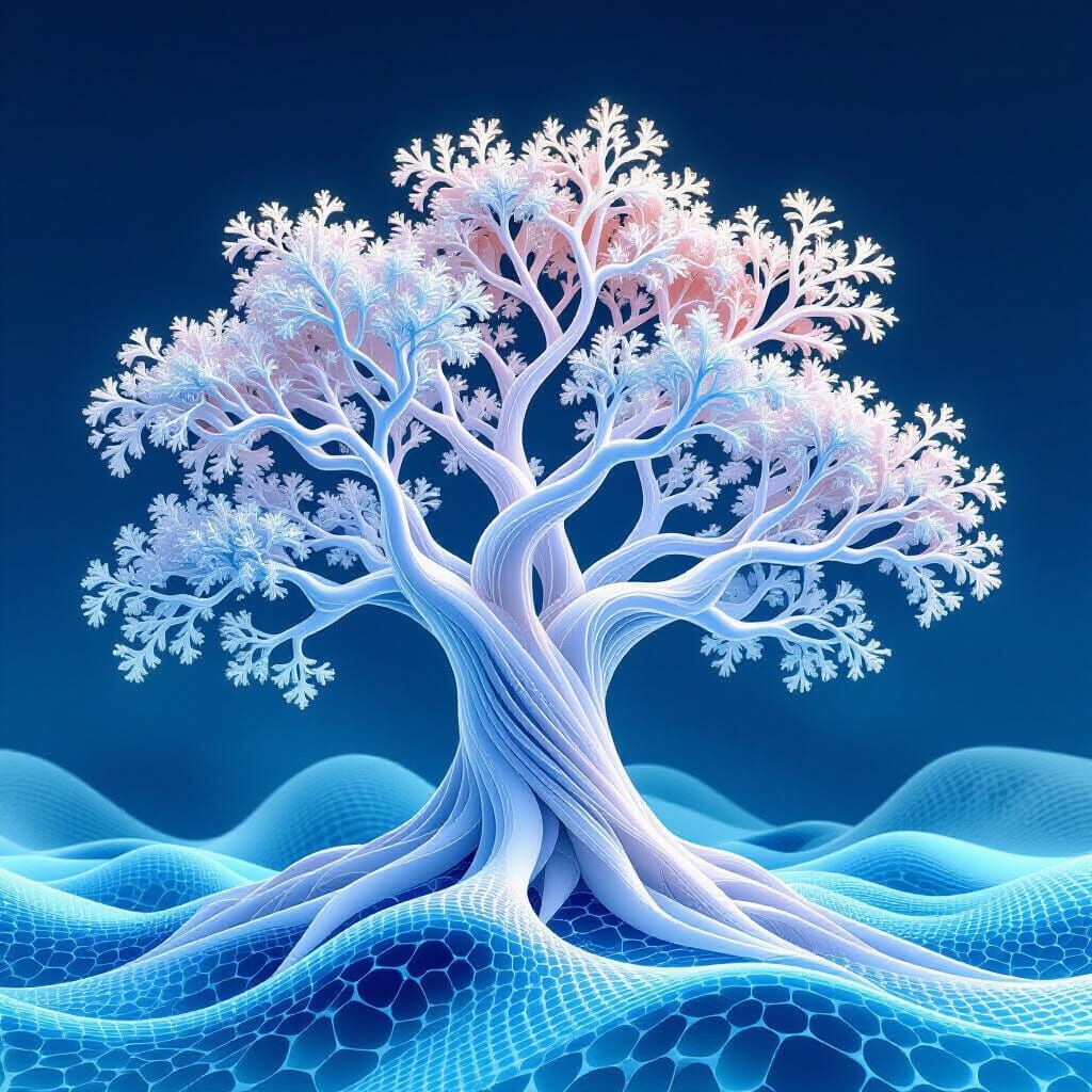 Plasma Baobab Tree with Abstract Fractal Patterns