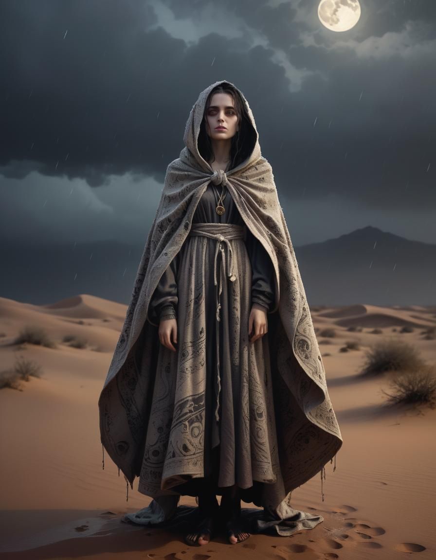 Photorealistic of  Cute Gothic  woollen ,  wild, cotton stor...