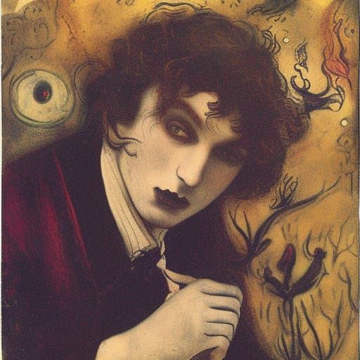 Kind Vampire Lord in Pre-Raphaelite Style