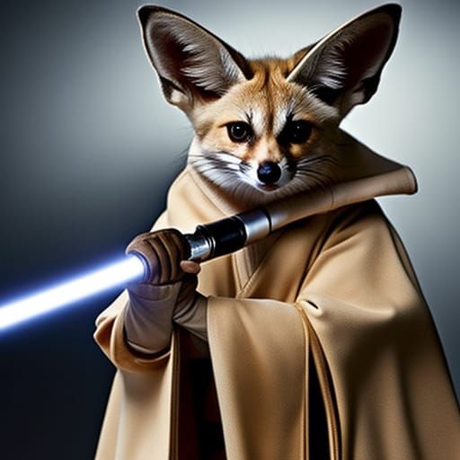 Jedi Fennec Knight Portrait with Lightsaber