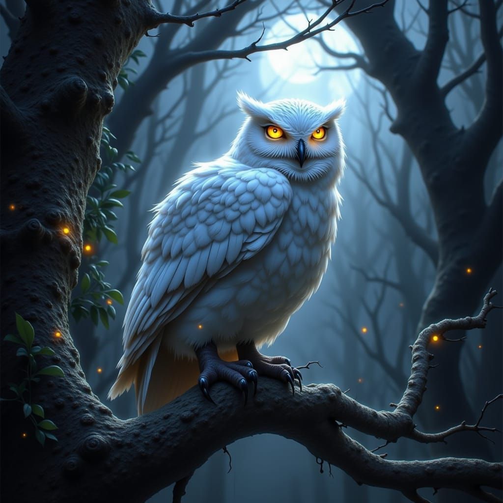 Majestic Owl in Twilight Forest Concept Art