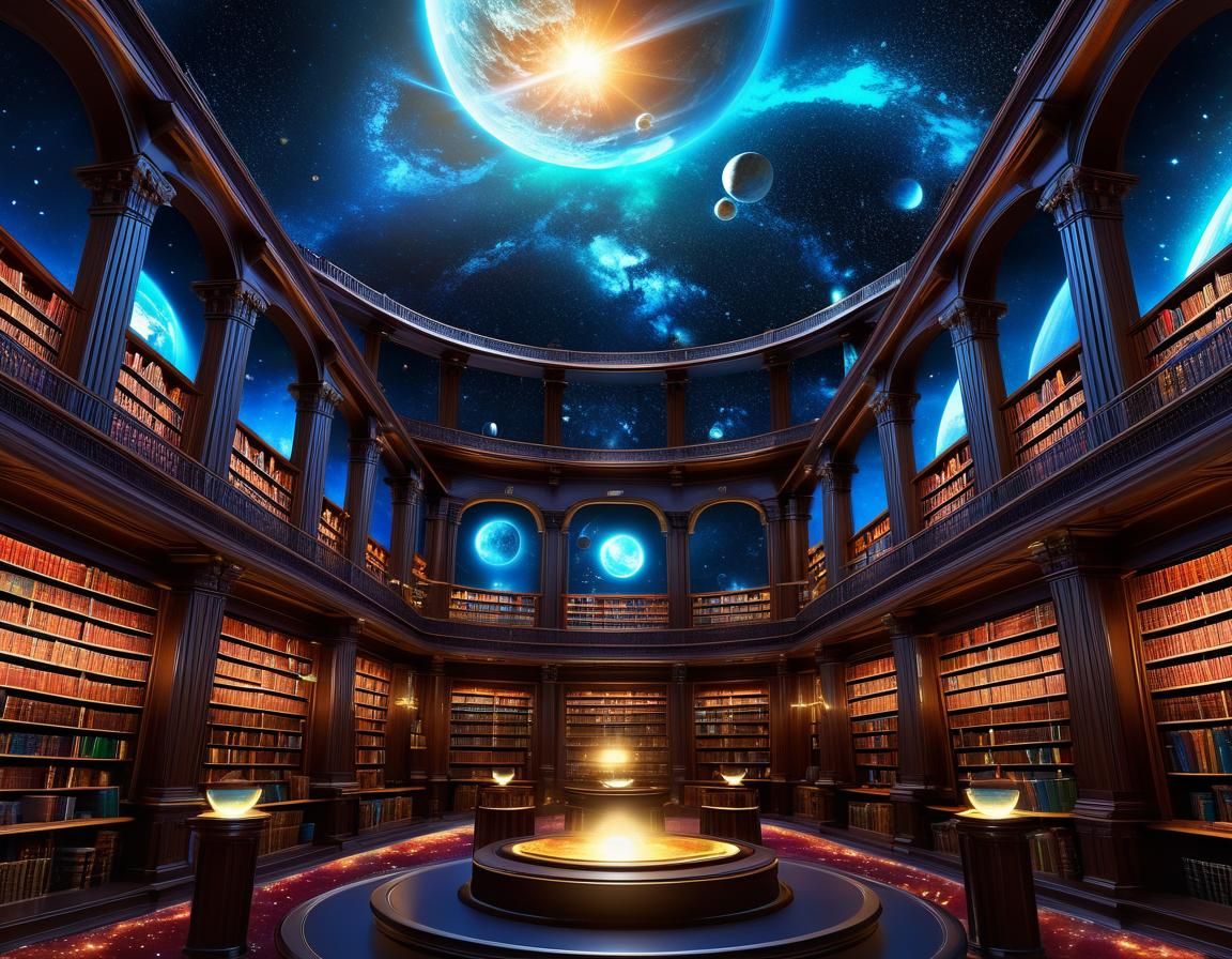 Infinite Library: A Cosmic Fantasy Art Concept
