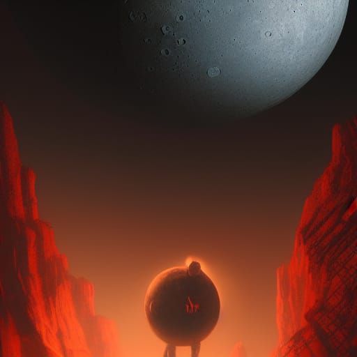 Freddy Krueger Face on the Moon, Fantasy Art