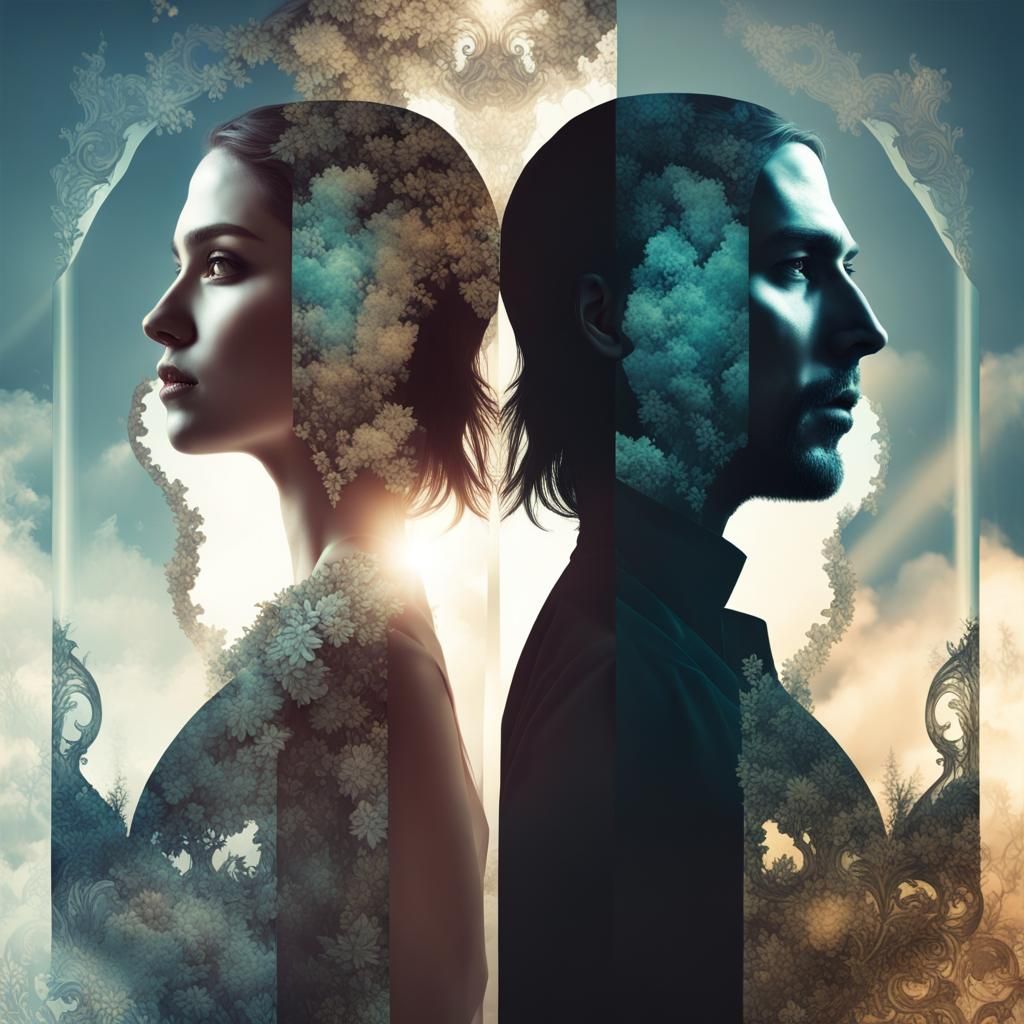 Ethereal Woman and Grim Reaper Collage Art