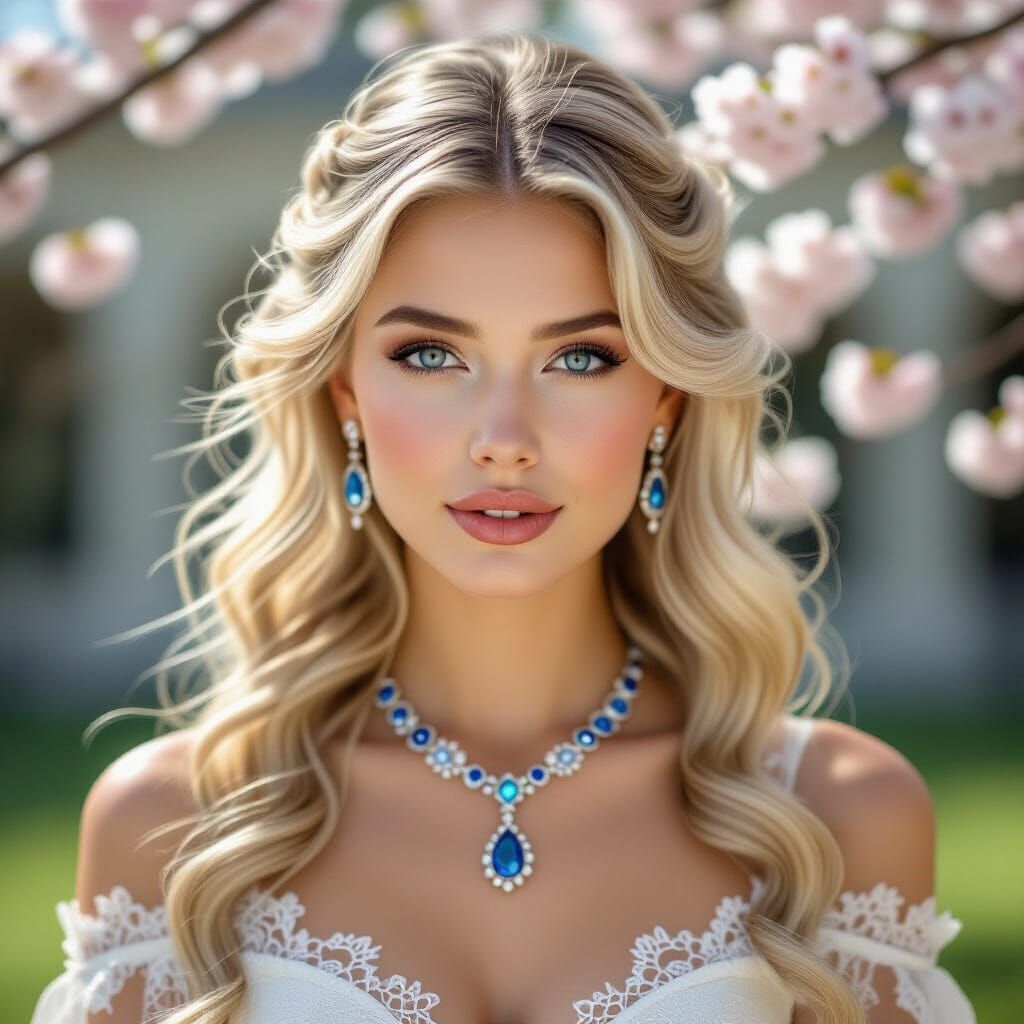 Ethereal Blonde Woman in Art Nouveau Style