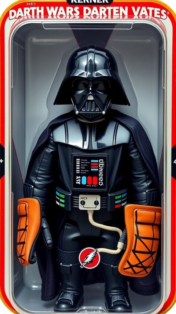 Retro Sci-Fi Action Figure of Darth Vader in Hockey Goalkeep...
