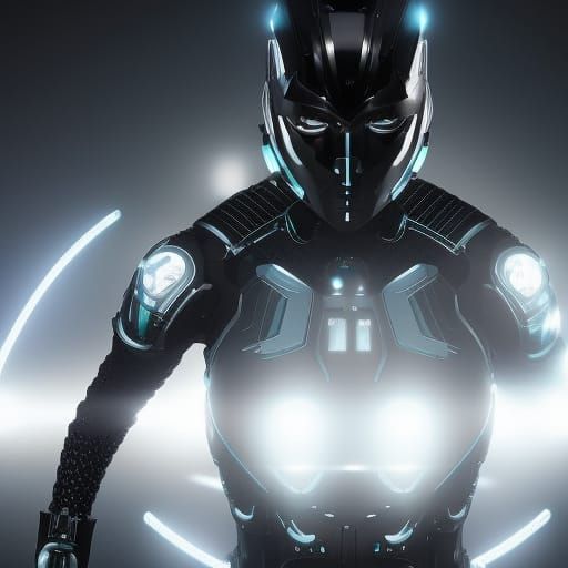 Cybernetically Enhanced Humanoid in Anime Style