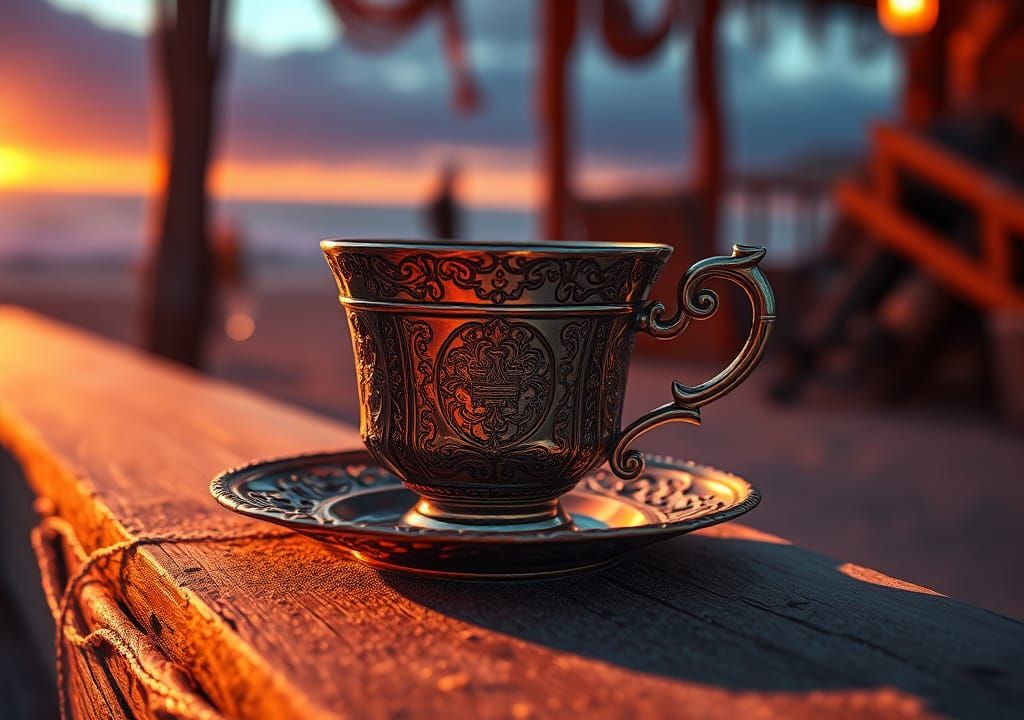 Dieselpunk Teacup Beach Bar at Sunset
