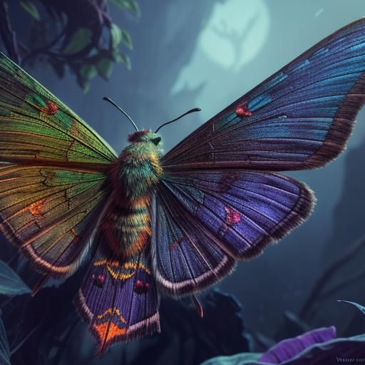 Macro Moth: Detailed Fantasy Concept Art
