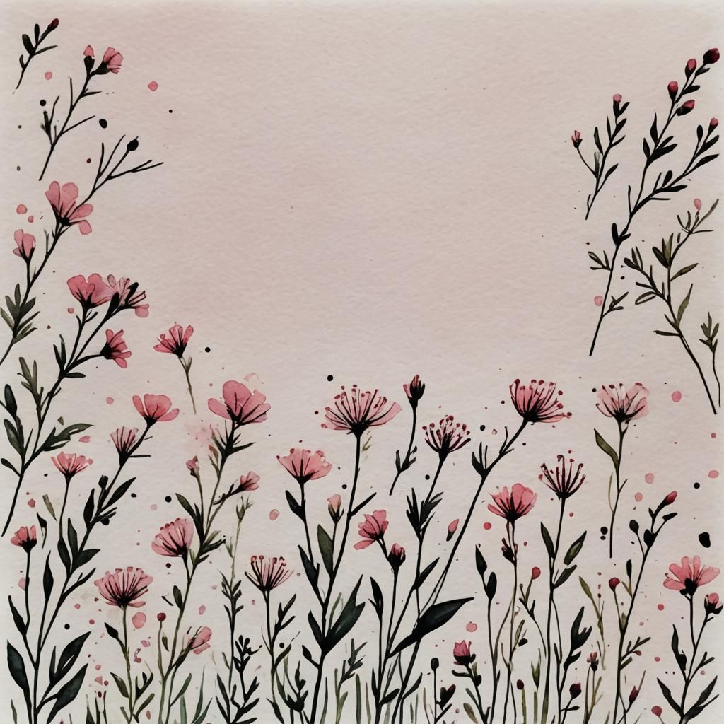 Watercolor Journal Page with Pink Wildflowers