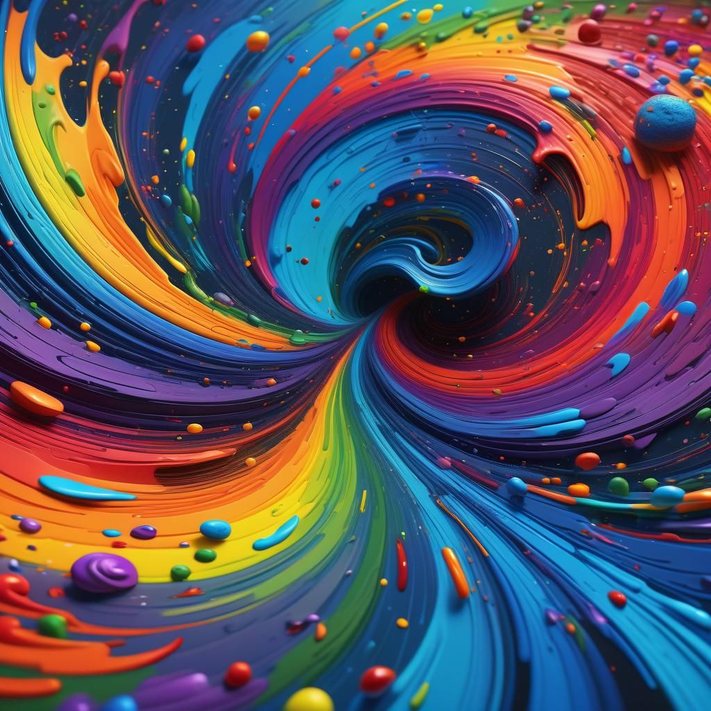 Abstract Expressionism: Rainbow Swirl of Color
