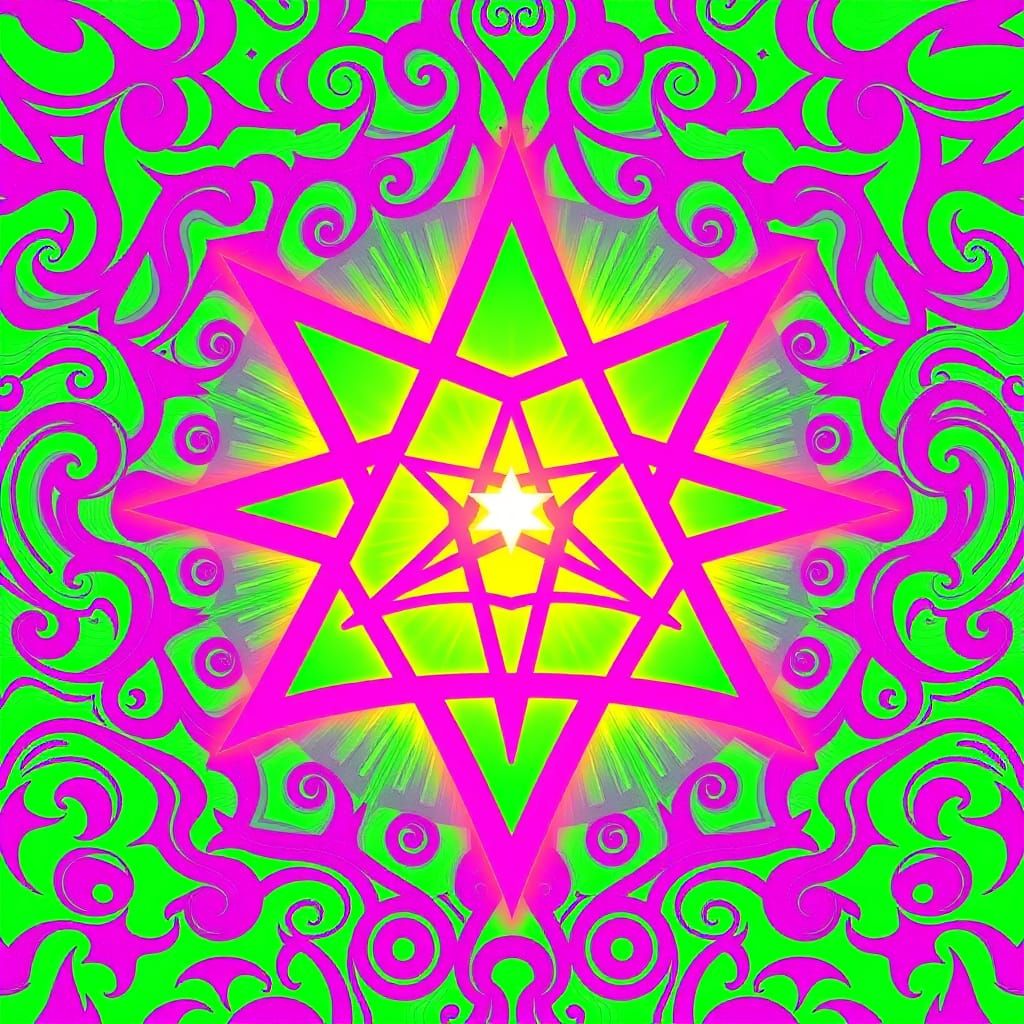 Cosmic Protection Symbol: Radiant Octagram in Vibrant Magent...
